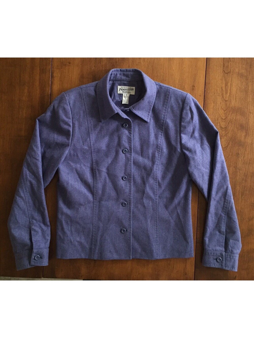 Womens PENDLETON LONG SLEEVE BUTTON FRONT SHIRT JACKET Blue Violet LINED Size 6